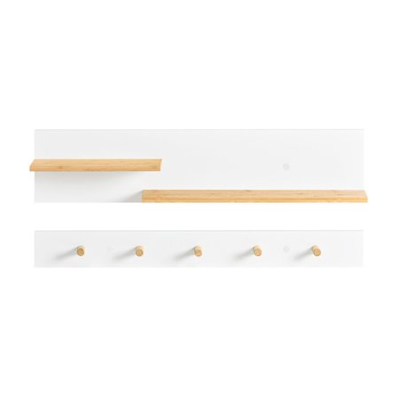 SoBuy Vægmonteret knagerække med 1 hylde i træ 90x20x15cm, moderne FHK21-WN