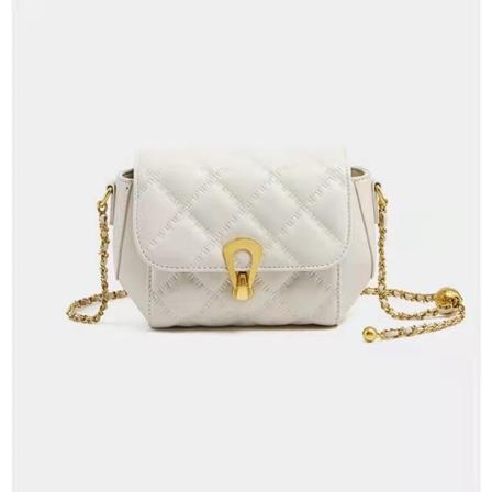 Kvinner lær håndveske liten gull ball kjede cross-body diamant høy klasse enkelt skulderveske White