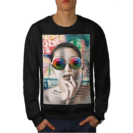 Space Glasses Mode Män Blacksweatshirt | Wellcoda