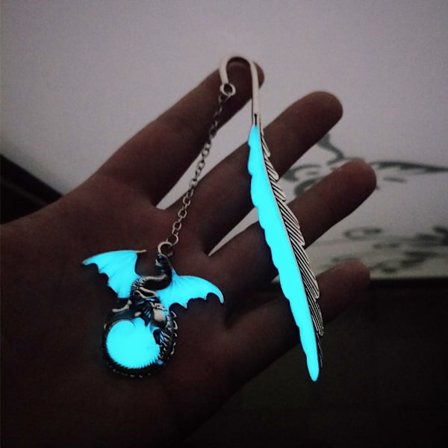 Vintage fjädermetallbokmärke, glöd (antik silverdrake)