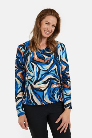 SIGNATURE - Langærmet T-shirt - Blå Mix - Mønstret