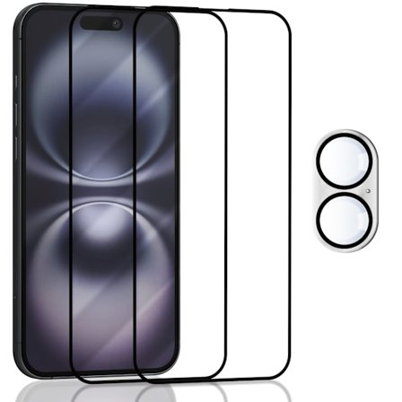 2-Pack IPHONE 16 PLUS Näytönsuoja & 1-Pack linssinsuoja - Karkaistu Lasi 9H - Super laatu 3D