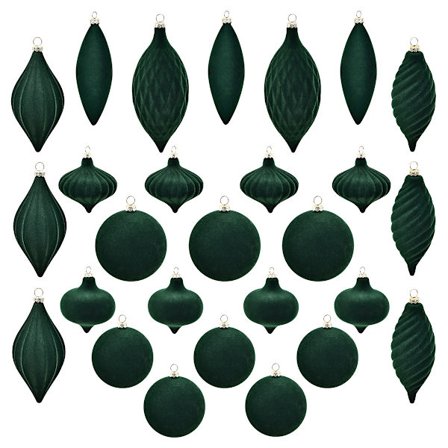 27 stk. Flokkede Julekuledekorasjoner i Eske, Flokkede Julekuler, Lite Juletre Hengende Ornamenter - Grønn