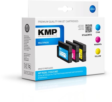 KMP MULTIPACK H166CMYX - 3-pack - Høy ytelse - gul, cyan, magenta - kompatibel - blekkpatron (alternativ for: HP 953XL, HP F6U16AE, HP F6U17AE, HP
