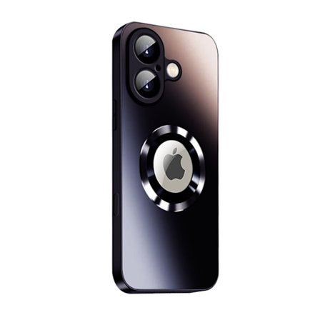 Magnetic Cover iPhone 16 med linsskydd och logotypvy - Svart