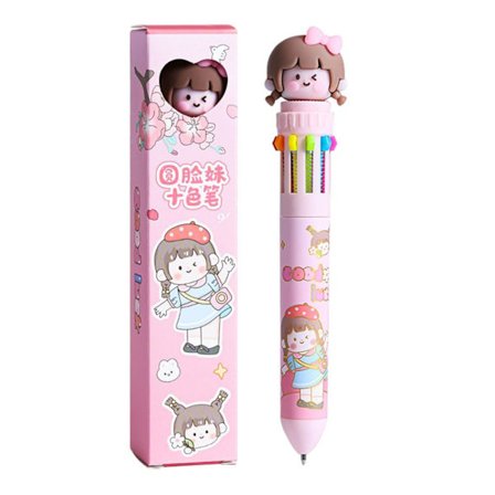 2stk 10-farger kulepenn 10-farger ROSA