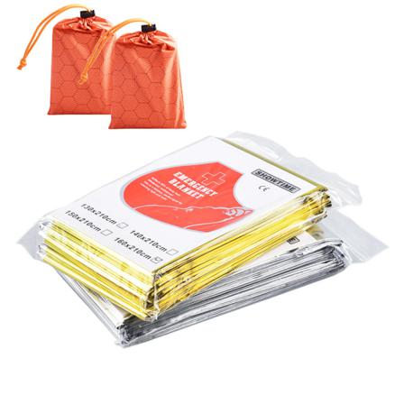Överlevnadsfilt Utomhus Survival Överlevnad Återanvändbar Nödfil Silver/guld Med Bärväska