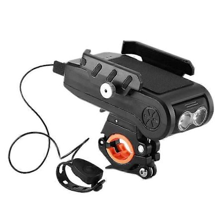 4-i-1 Cykellygte USB Genopladelig Multifunktionel Cykellygte med Mobiltelefonholder 4000MAH Powerbank Cykelklokke B
