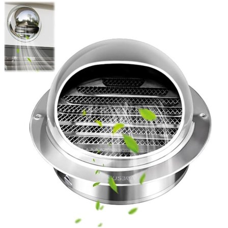 Sfærisk grill Ø 170 mm - Halvcirkelformet emhætte - Cirkulært dæksel til luge - Ventilationshætte - Indbyggede clips - Grovmasket