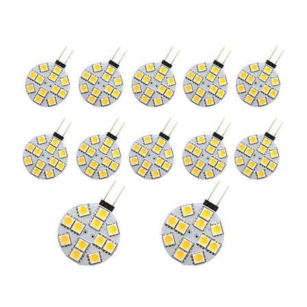 12 stk. G4 Puck Lys LED Pærer Side Pin Base Rund G4 5050 12SMD LED RV Lys Hjem Læselys, Varmt Hvidt