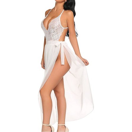 Dame Ett Stykke Undertøy Dyp V Blonde Bodysuit Mosaikk Blonde Mesh Skjørt S-3xl