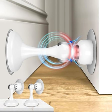 WJSM Magnetiske dørstoppere 2-pak, dørstoppere i rustfrit stål til væg- og gulvmontering, dørholder holder dør åben, ingen boring dørstop med 3D