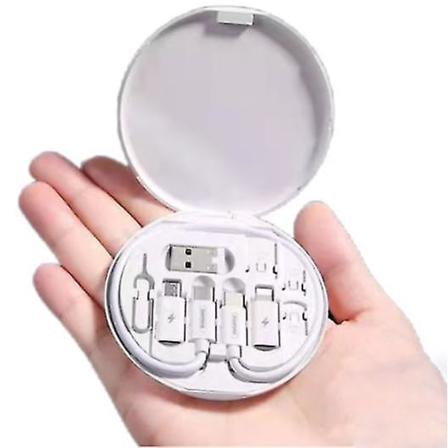 Multifunktionell Digital Lagringsbox Fem-i-ett-adapter Typec-adapter 60W Snabbladdning Multi-huvud Datakabel (FMY) White