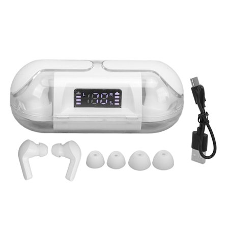 Translator Earbuds Bluetooth 5.3 144 språk Digital Power Display Translation Earphones for Music Calling Hvit