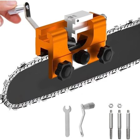 Kjedesliper for motorsag med 3 slipehoder Kompatibel med alle motorsagtyper Manuelt sveivhåndtak