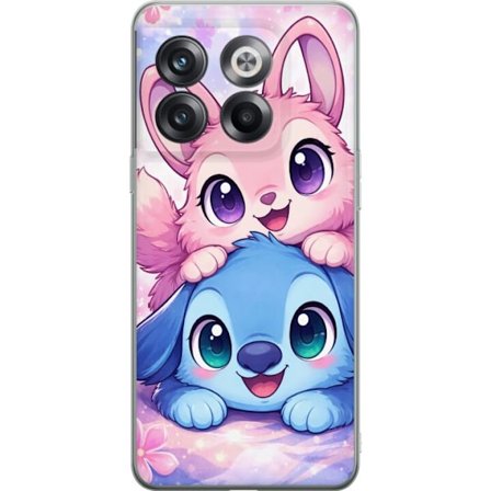 Kompatibel Mobilcover til OnePlus OnePlus 10T Sød kawaii illustration med pink og blå fantasidyr, store øjne og bløde farver perfekt til børnevæ