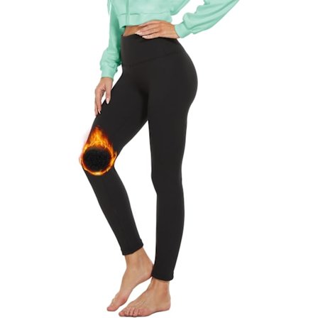 Termiske Leggings Dame Høj Talje Fleeceforet Vinter Sort Sports Leggings Træning Varme Yoga Bukser Tights Løb Vandring Fitnesscenter/Sort,S-M-14478