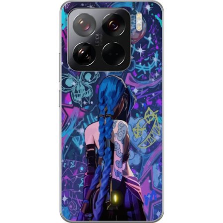Kompatibel Mobilcover til Xiaomi Xiaomi 15 Pro Farverig graffitiillustration med en blåhåret karakter i urbant neonstil og kreativt kaos