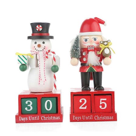 Juladventskalender i trä, skrivbordsdekoration med snögubbe