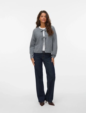 Vero Moda Vmboom Structure Ls O-Neck Tie Card Boo - Grey - XS