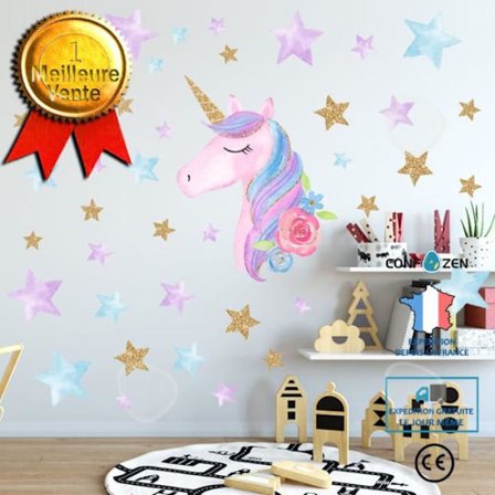 Väggdekaler - CONFO - Enhörning - 36x60 cm - PVC - Inredning barnrum