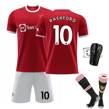 21-22 Uusi Red Devils Kotipaita Nro 7 Ronaldo Paidan Nro 6 Pogba Jalkapallopaita Setti Nro 18 Tähti Alkuperäisillä Sukilla No. 10 with socks + 