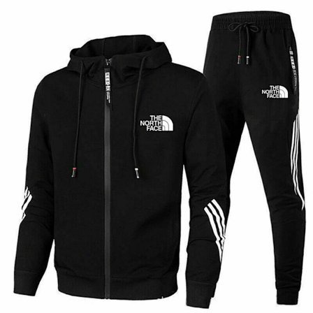 Män Helzippade Tryckt Hoodie Jacka Långa Sweatpants Joggers Sport Gym Tracksuit Set