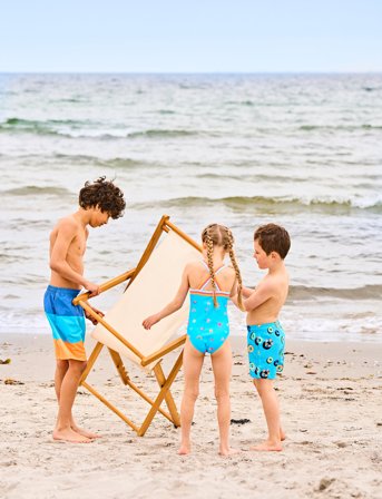 Color Kids Swimsuit W Elastic Straps, Aop - Blue - 104