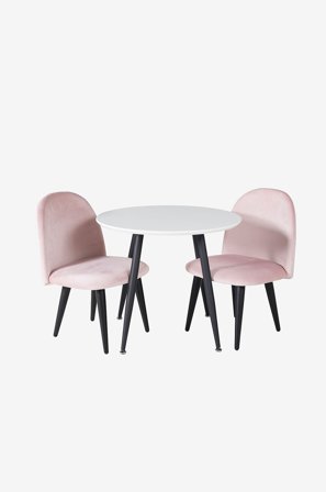 Venture Home - Barnmöbelgrupp Pia matbord och 2st Valleta matstolar - Rosa - Barnebord - Fra Homeroom