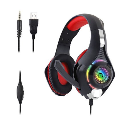 Headset Gaming Headset för PS4, PS5, PC Xbox Series Justerbart pannband 3,5 mm djup bas Stereo Surround Sound PS4 Headset rött