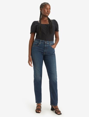 Levi's 724 High Rise Straight Blue Sw - Blue - 25 x 30