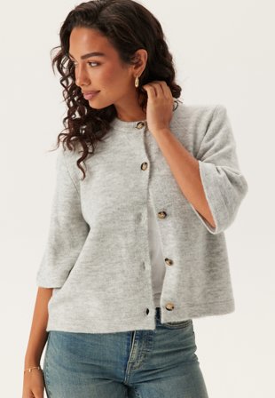 ONLY - Onlcamilla S/S CARDIGAN KNT C - Light Grey Melange - Kläder - - Bubbleroom