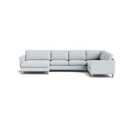 Haven U-Form Sofa, wendbar in Aragon Kristallblau, einfarbig, modernes Design, bequeme Polsterung, stabiles Untergestell, Höhe 86cm.