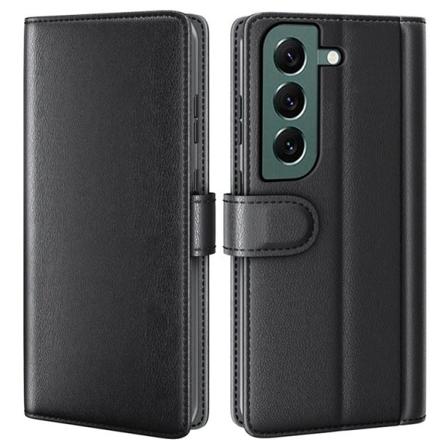 Galaxy S23 Plus Plånboksfodral Äkta Läder - Svart