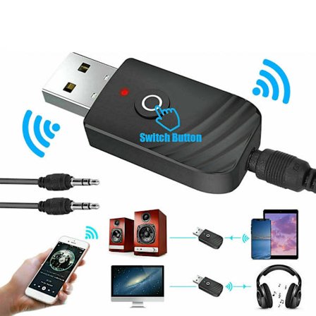 In1 Bluetooth USB-sändare Mottagare Trådlös Ljud 3,5mm Adapter PC TV MP3