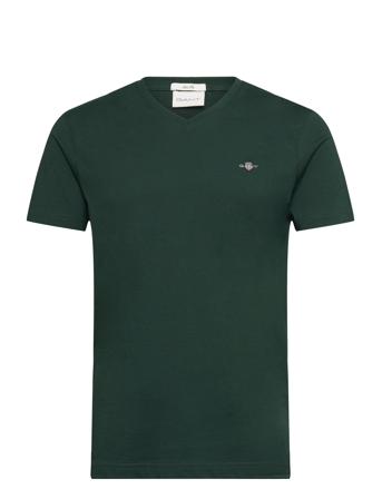 Slim Shield V-Neck T-Shirt T-shirts Short-sleeved Grønn GANT*Betinget Tilbud