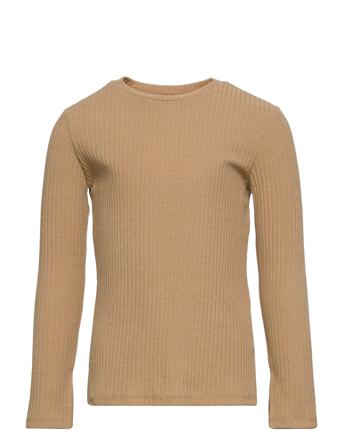 Konnella L/S Slit Top Jrs Beige Kids Only