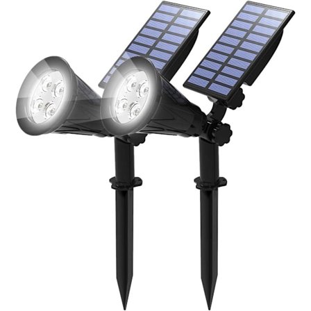[2 Pak] Solcelled LED Flomlys, 4 LED Solcellelys, Vandtæt Udendørs