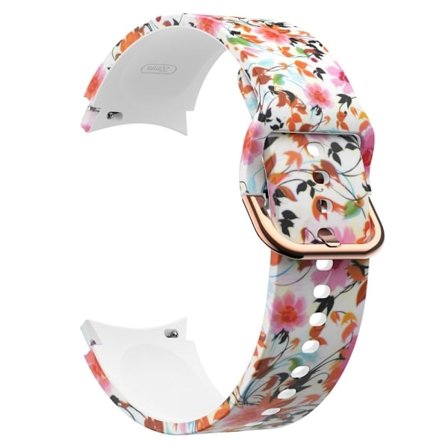 Mönstertryckt klockarmband i silikon för Samsung Galaxy Watch 4 - Fåglar Och Blomma