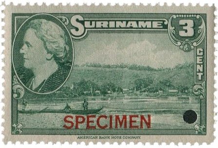 Suriname - Wilhelmina 1945 specimen opdruk 250 euro cataloguswaarde (nr.224