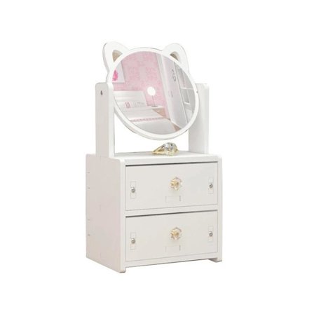 Roterende spejl med skuffe til makeupstation, klar refleksion uden forvrængning, kompakt størrelse, bordmakeup-spejl, holdbart materiale, stilfuldt