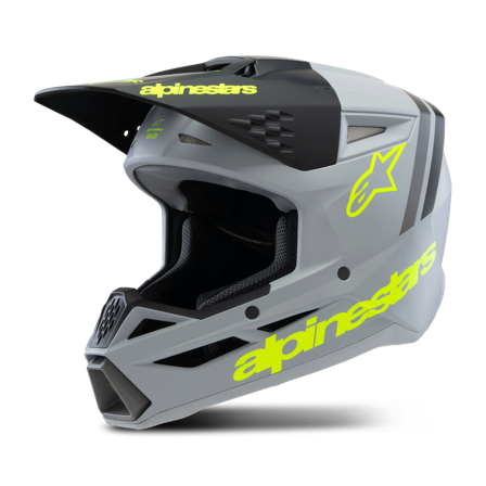 Kask Cross Alpinestars SM3 Radium ECE06 Dziecięcy Zielony/Czarny/Żółty Fluorescencyjny L