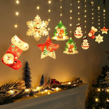 3m x 0.65m Julgardiner med Ljus, USB LED-Ljusslingor för Inredningsdekoration