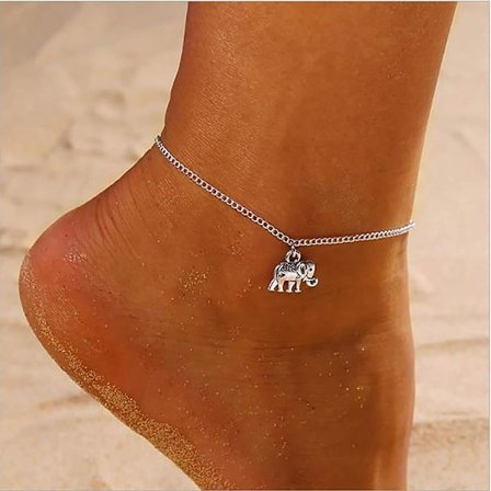 Boho Anklets Silver Elephant Pendant Ankle Bracelets Chain Beach