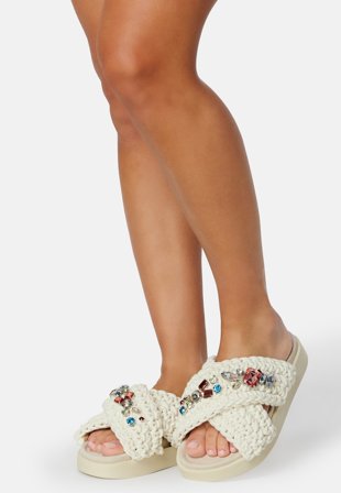 INUIKII Slipper Woven Stones 101 White Sko