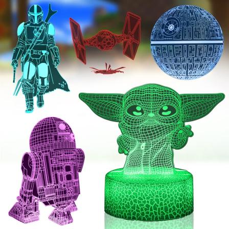 Star Wars 3D Illusion Nattlampa, 5 Mönster 16 Färgförändring