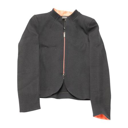 Emporio Armani Textured Jacket in Black Polyamide , Zwart , Dames , Maat: M