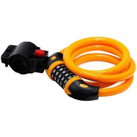Cykelås Hög Säkerhet 5-siffrig Återställningsbar Kombinationslåskabel Bäst för Cykel Utomhus, 1,2mx12mm (Orange)