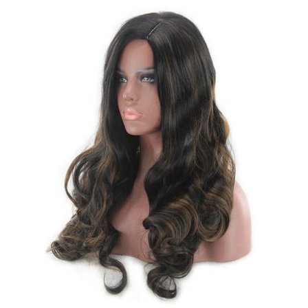 Paryk lang brun inkl. paryknet & hårforlængelseskam