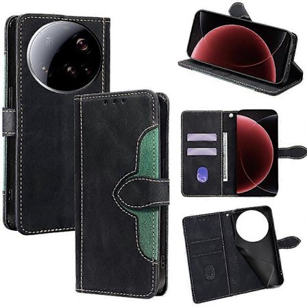 Xiaomi 15 Ultra -puhelimen kotelo nahkalompakko olkihattu magneettilukolla, musta